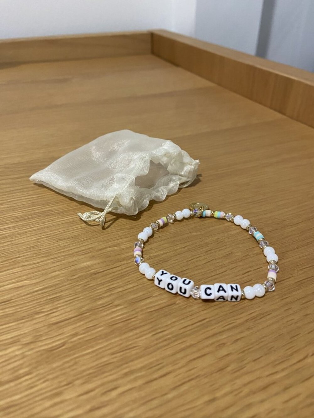 Little Words Project YOU CAN Beaded Bracelet Pastel Pearl Crystal Gold